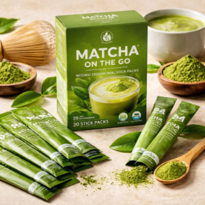 Matcha pwder on the Go" Organic Ceremonial Stick Packs