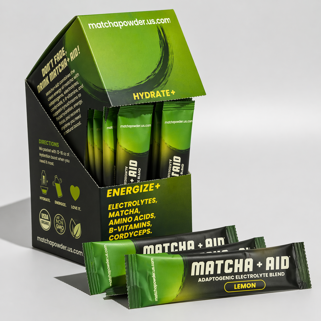 MATCHA-AID™ Hydration Sticks Electrolytes + Adaptogens