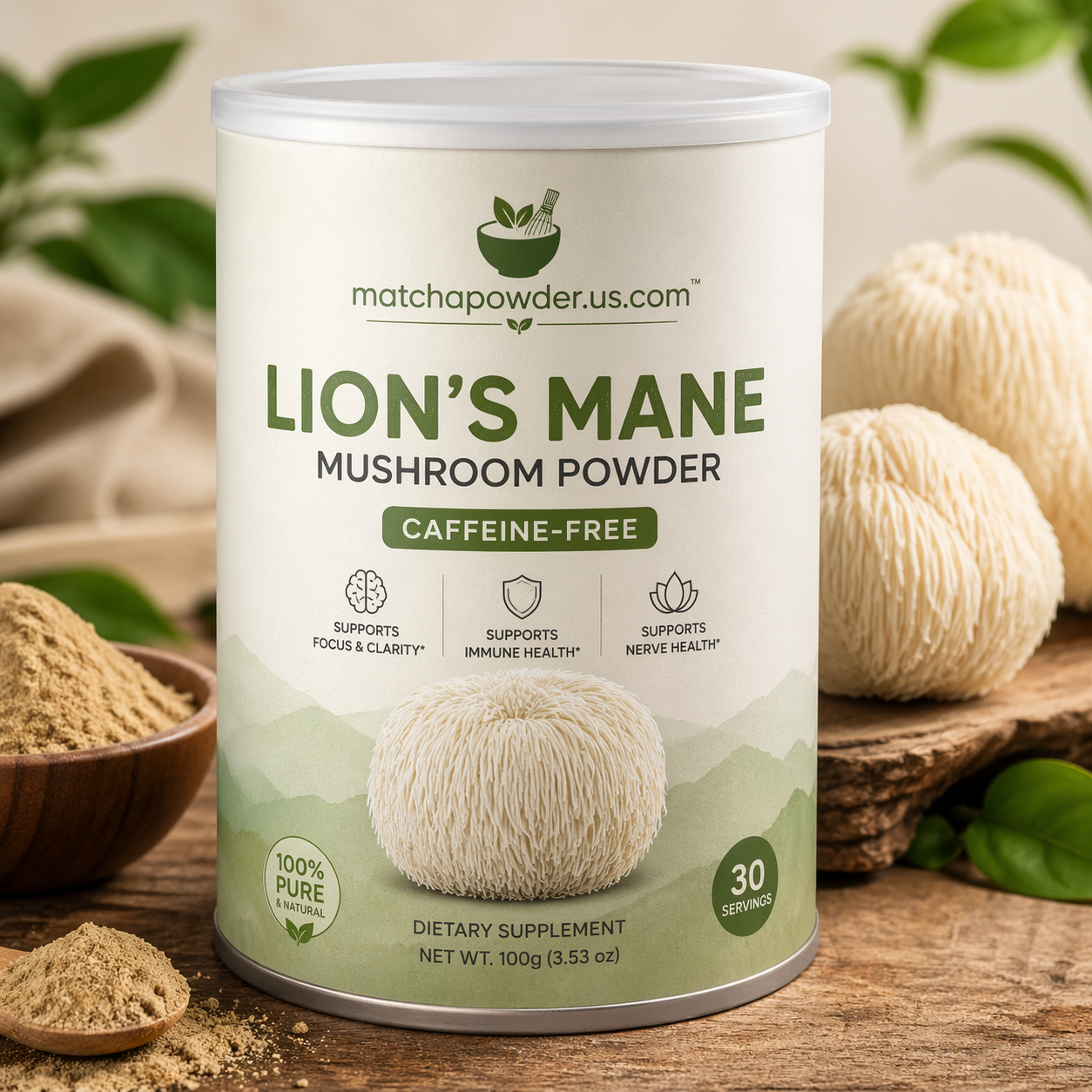 Lion's Mane Mushroom Powder (Caffeine-Free)
