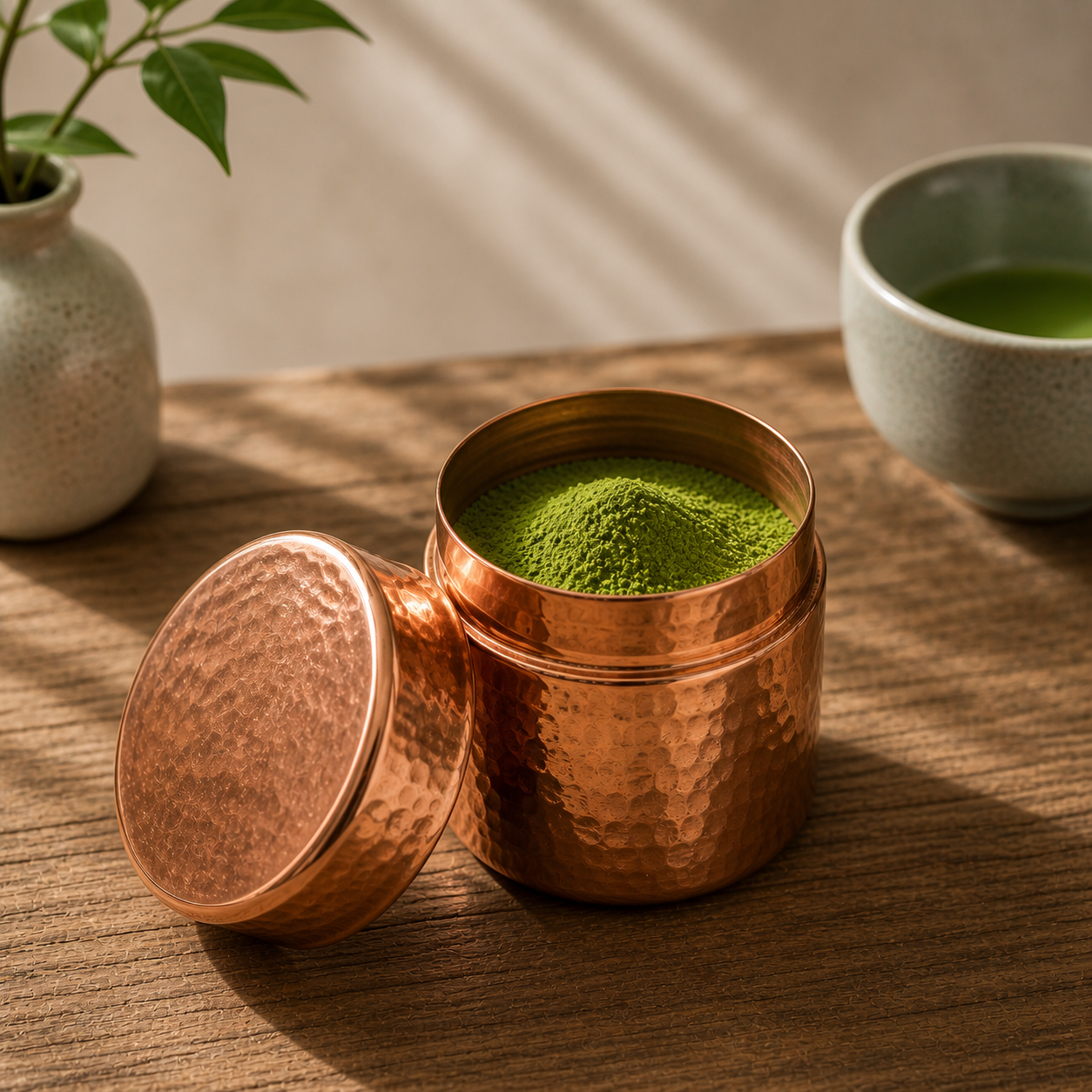 Copper Matcha Caddy | Japanese Tea Storage Chazutsu
